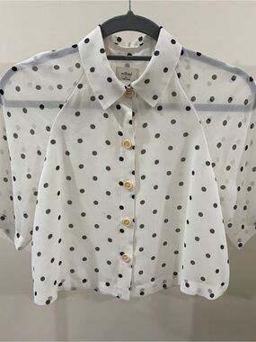 Wilfred White Blouse with Black Polka Dots